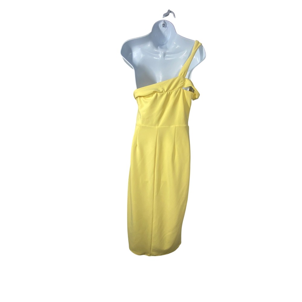 Lulus Pale Yellow Off the Shoulder Knotted Midi Dress D3761 Womens Size L - Picture 8 of 8